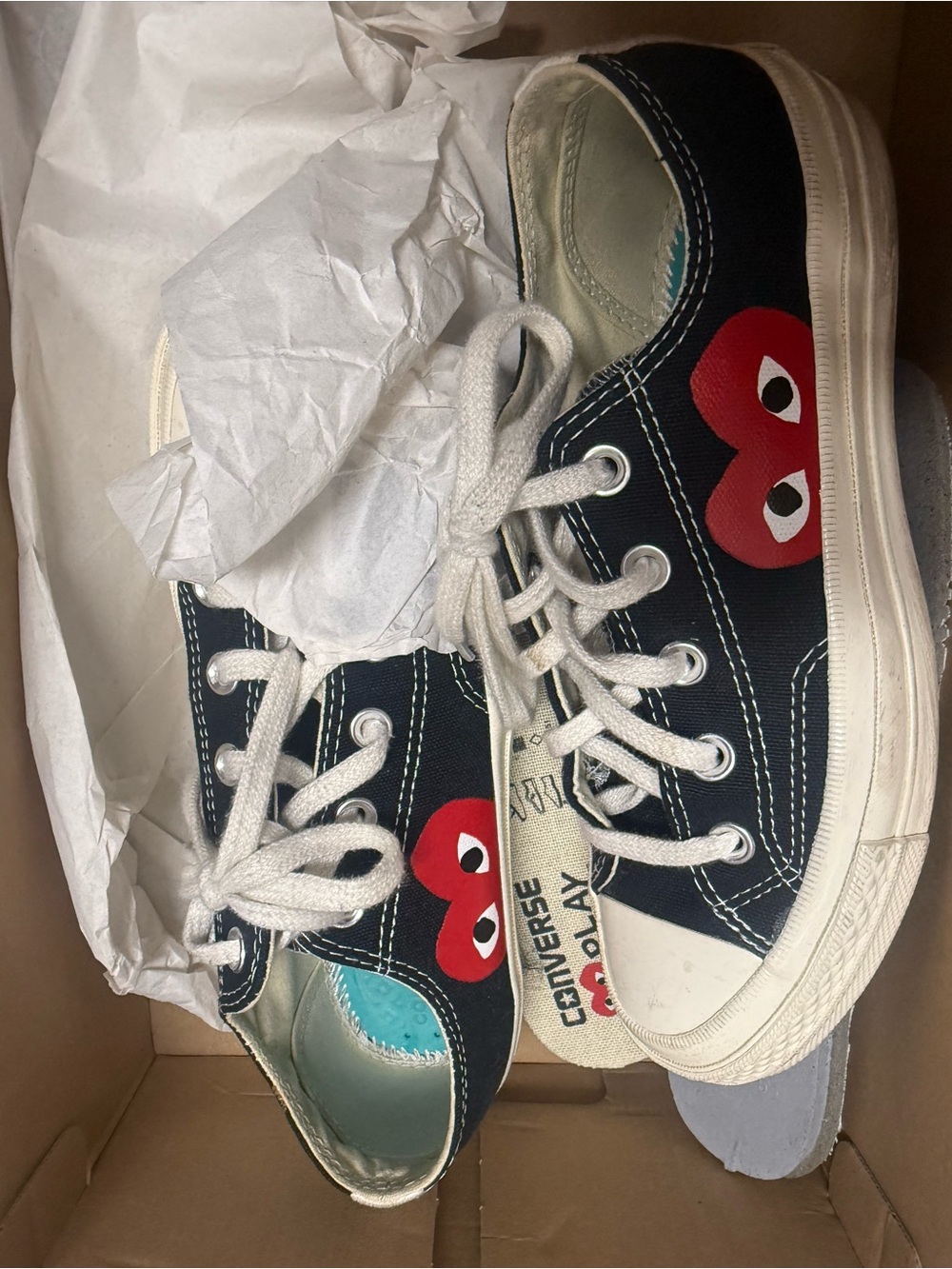 Converse Black Low-Top Sneakers with Red Heart Logo